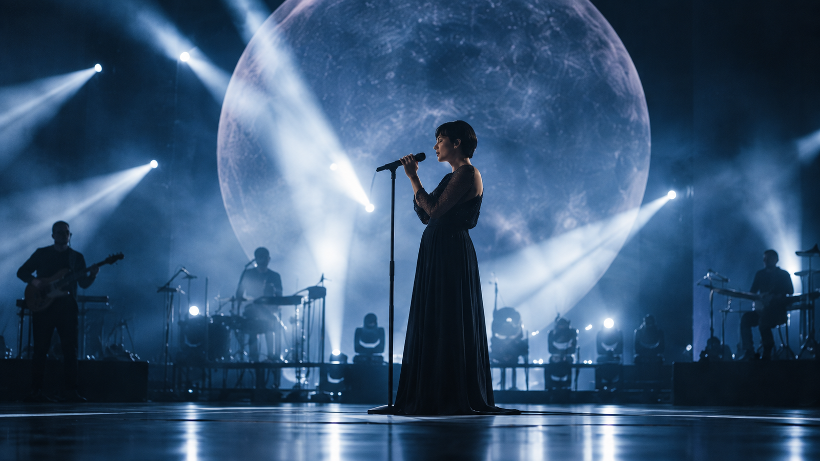 Il palco di Arisa illuminato durante il concerto
